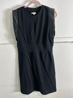 Grey State Black Sleeveless Mini Dress with Leather-Trim Shoulders